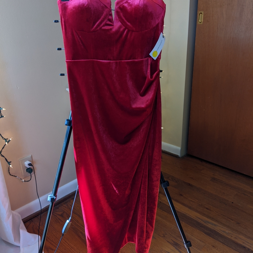 Anthropologie Yumi Kim Red Velour Tight Middy